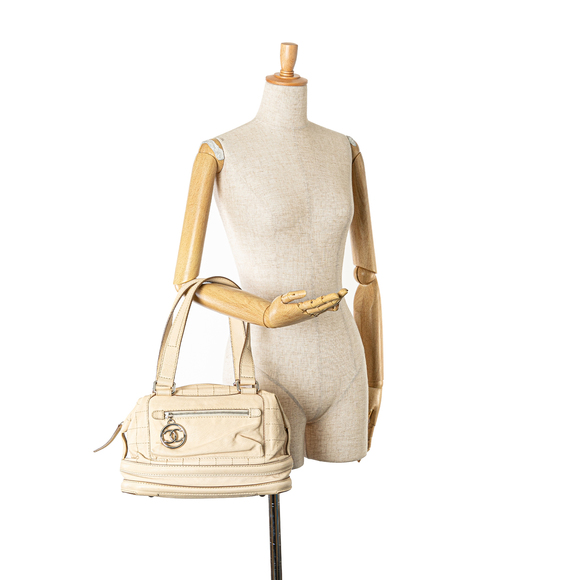 Pre-Loved Chanel Goatskin Square Stitch Essential Bowler - Picture 8 of 9